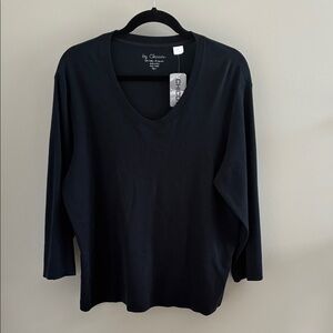 NWT Chico's Black V-Neck Top